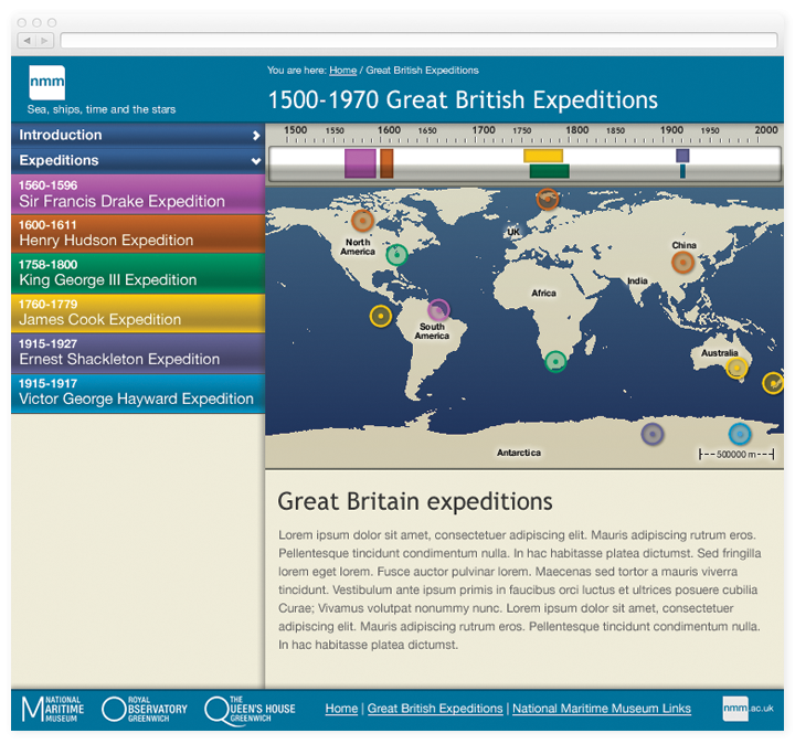 Screen of the Stories listing and world map.